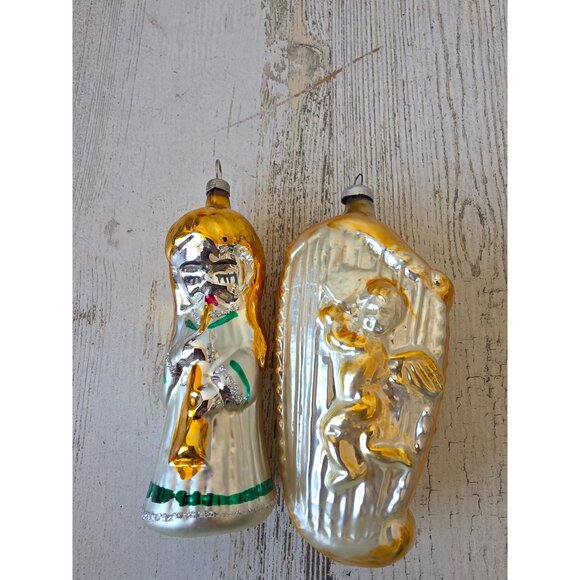 unbranded Other - Vintage West Germany harp Angel mercury glass ornament Xmas tree trumpet